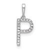 14K White Gold Diamond Letter P Initial Pendant