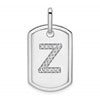 14K White Gold Diamond Initial Z Dog Tag Charm
