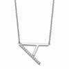 14K White Gold Sideways Diamond Initial A 18 inch Necklace