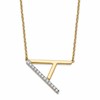14K Sideways Diamond Initial A 18 inch Necklace