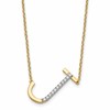 14K Sideways Diamond Initial J 18 inch Necklace