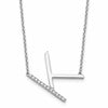 14K White Gold Sideways Diamond Initial K 18 inch Necklace