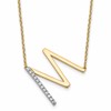 14K Sideways Diamond Initial M 18 inch Necklace