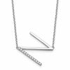 14K White Gold Sideways Diamond Initial N 18 inch Necklace