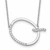 14K White Gold Sideways Diamond Initial Q 18 inch Necklace
