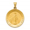 14k Polished and Satin Hollow Miraculous Medal Round Pendant