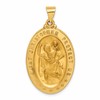 14k Polished and Satin Hollow Saint Christopher Medal Oval Pendant