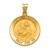 14k Polished and Satin Hollow Large Saint Anthony Medal Pendant
