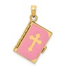 14K Pink Enameled 3-D Bible with Lord's Prayer and Moveable Pages Pendant