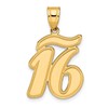 14k Brushed Border Script Number 16 Pendant
