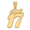 14k Brushed Border Script Number 17 Pendant