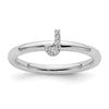 14K White Gold Stackable Diamond Initial J Size 7 Ring
