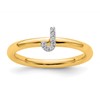 14K Stackable Diamond Initial J Size 7 Ring
