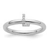 14K White Gold Stackable Diamond Initial L Size 7 Ring