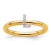14K Stackable Diamond Initial L Size 7 Ring