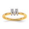 14K Stackable Diamond Initial M Size 7 Ring