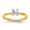 14K Stackable Diamond Initial N Size 7 Ring