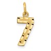 14k Small Brushed Diamond-cut Number 7 Charm