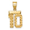 14k Small Brushed Diamond-cut Number 10 Charm