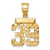 14k Small Brushed Diamond-cut Number 39 Charm