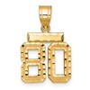 14k Small Brushed Diamond-cut Number 80 Charm