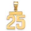 14k Small Polished Number 25 Charm