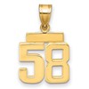 14k Small Polished Number 58 Charm