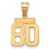14k Small Polished Number 80 Charm