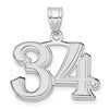 14kw Polished Etched Number 34 Pendant