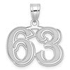 14kw Polished Etched Number 63 Pendant