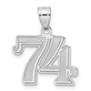14kw Polished Etched Number 74 Pendant