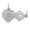 14K White Gold Polished 2-Piece Break-Apart HE WHO HOLDS THE KEY CAN UNLOCK MY HEART Charm