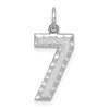 14kw Large Brushed Diamond-cut Number 7 Charm