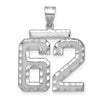 14kw Large Brushed Diamond-cut Number 62 Charm