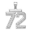 14kw Large Brushed Diamond-cut Number 72 Charm