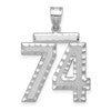 14kw Large Brushed Diamond-cut Number 74 Charm