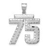 14kw Large Brushed Diamond-cut Number 75 Charm
