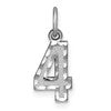 14kw Small Brushed Diamond-cut Number 4 Charm