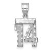 14kw Small Brushed Diamond-cut Number 14 Charm