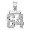 14kw Small Brushed Diamond-cut Number 64 Charm