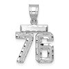 14kw Small Brushed Diamond-cut Number 76 Charm
