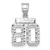14kw Small Brushed Diamond-cut Number 80 Charm