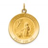 14k Polished and Satin Solid St Francis Medal Round Pendant