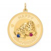 14K HAPPY ANNIVERSARY Blue and Red CZ with Bells 25mm Engravable Disc Charm