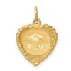 14k Graduation Cap Engravable Heart with Rope Edge Charm