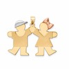 14k Tri-color The Kids Medium Boy on Left and Girl on Right Engravable Kiss Charm
