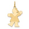 14k The Kids Small Girl with Bow Engravable Kiss Charm