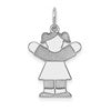 14k White Gold The Kids Small Girl with Ponytails Engravable Love Charm