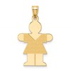 14k The Kids Solid Satin Medium Girl Engravable Hugs Charm