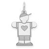 14k White Gold The Kids Small Heart Shirt Boy Engravable Hugs Charm